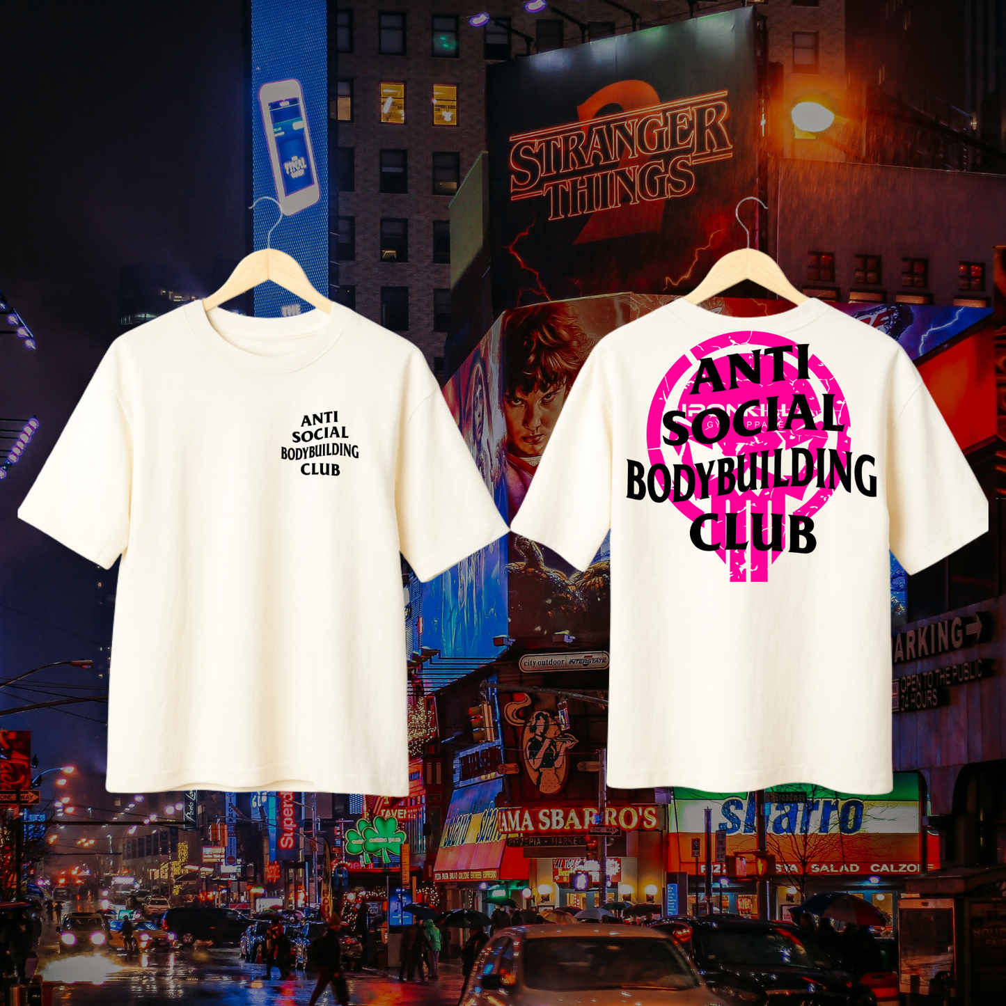Ironkilla “Anti-Social Bodybuilding Club” Tee – Off-White/Pink Edition