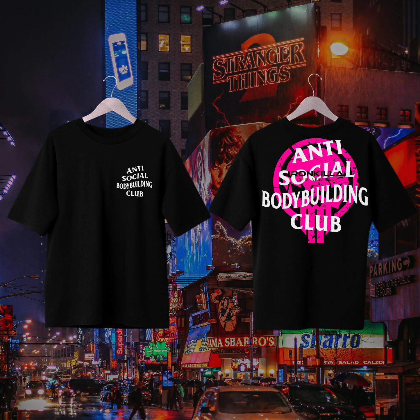 Ironkilla “Anti-Social Bodybuilding Club” Tee – Black/Pink Edition