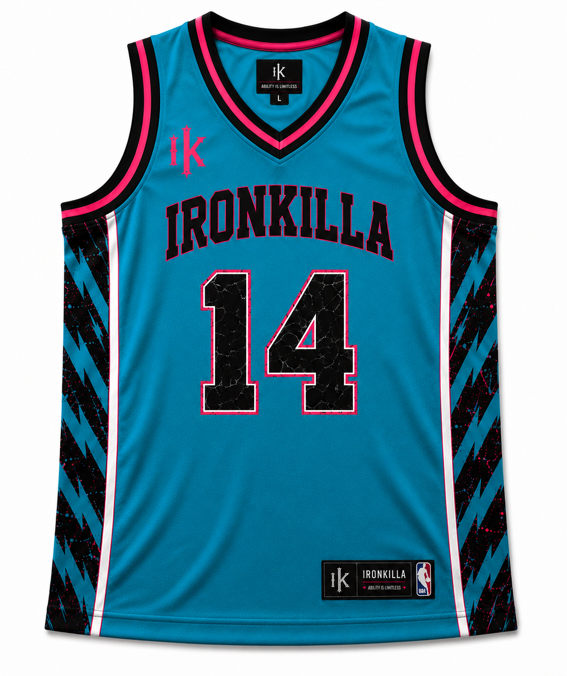 Ironkilla Basketball Jersey – Teal / Pink